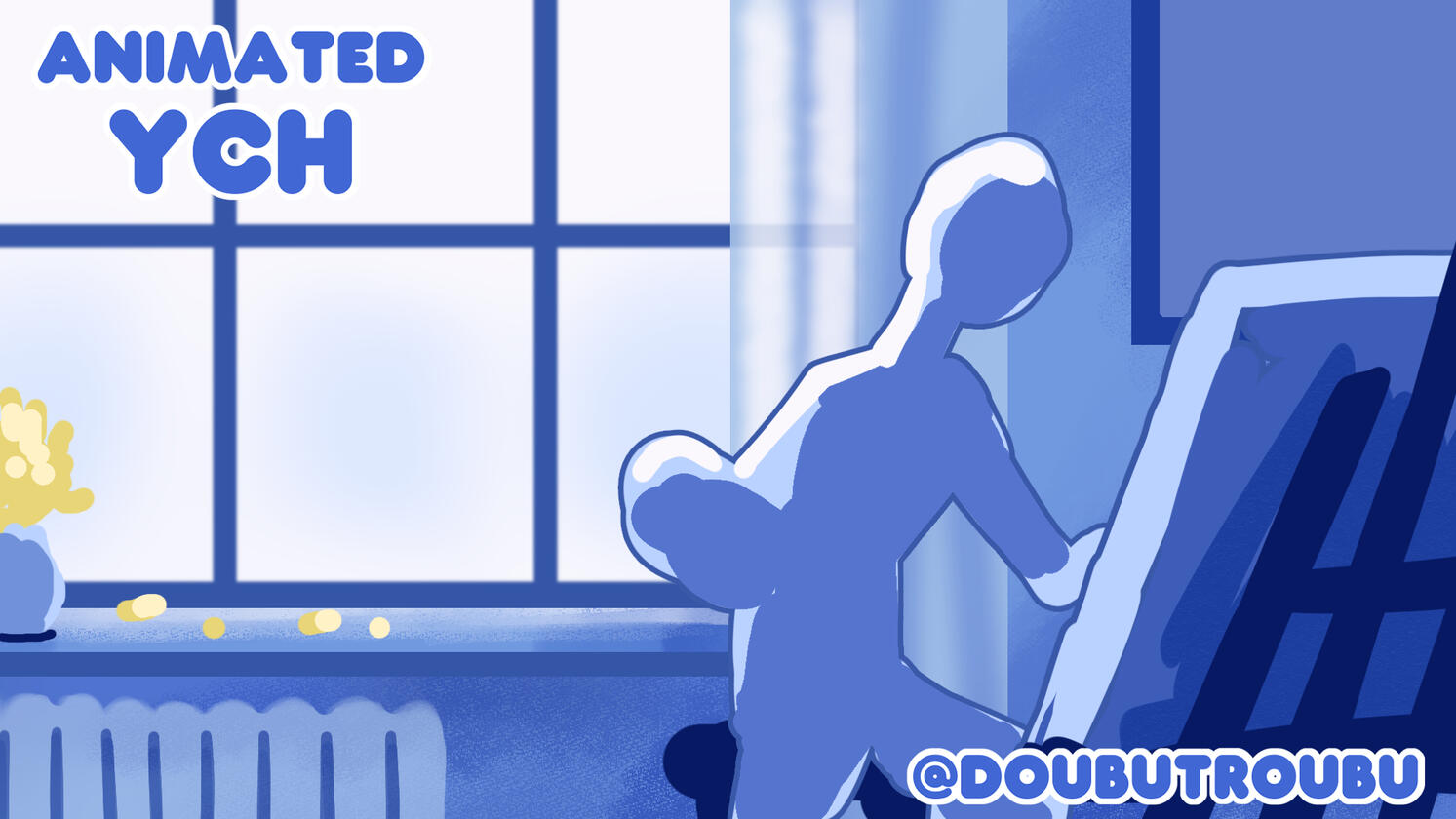 Character is shown painting. Inspired by the anime/manga "Blue Period."