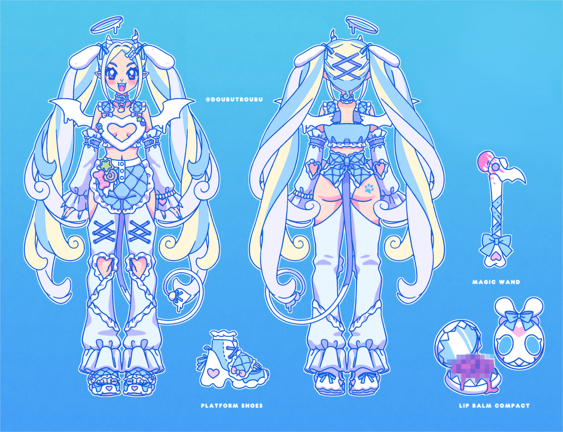 $4000 USD. The design features a magical dog girl The client can request a mascot design. The character will be able to toggle herself holding the wand and lip balm compact.
