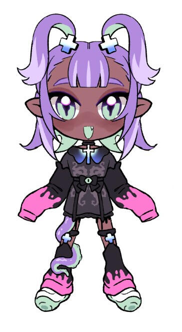 $2800 USD. The design features a cute girl with a slimy friend. Edits may be done on the overall outfit. Hair has the potential to change to tentacles if requested.